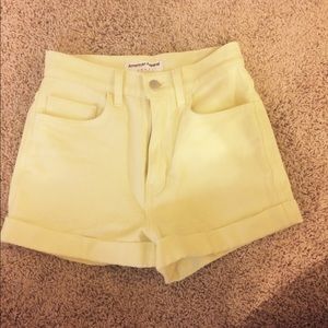 Yellow American Apparel High Waisted Jean Shorts